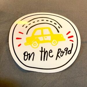 🌈20/$12🌈 Yellow Car On the Road Sticker